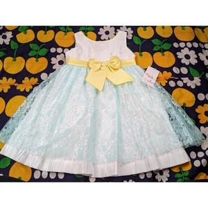 NEW Angels Garment Corp Easter Spring Girl's Dress Size 4 Blue Yellow White Lace
